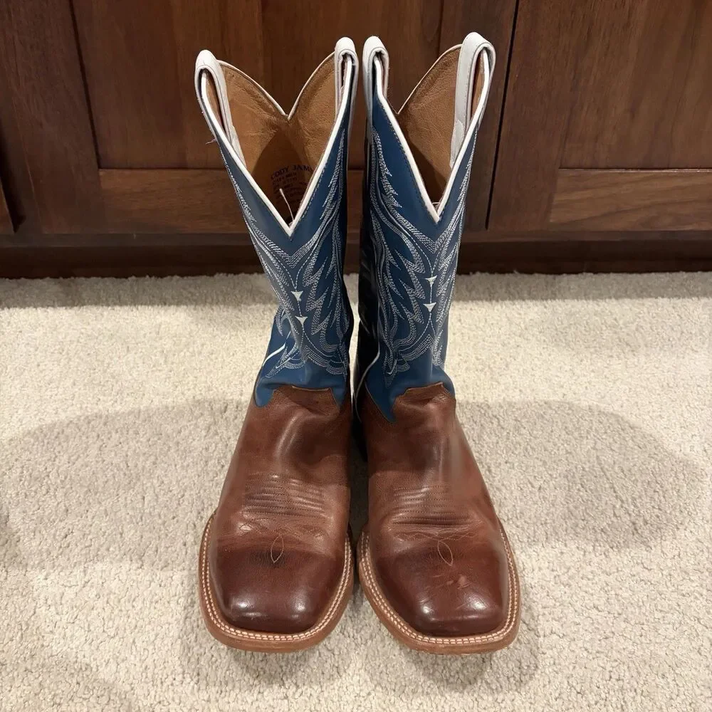 EUC Cody James Men's Walker Western Boots Blue brown leather Size 10.5EE Cowboy